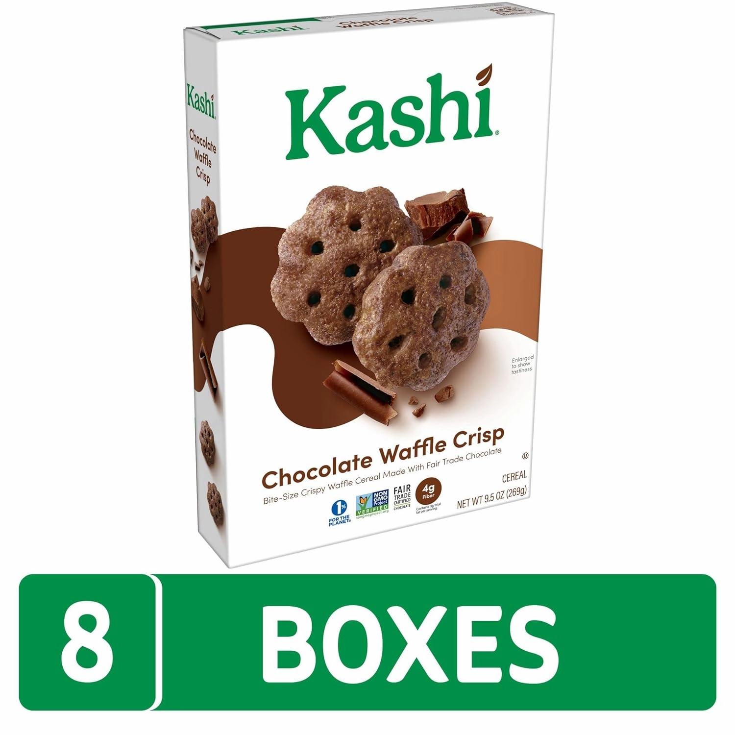 Kashi Breakfast Cereal, Vegan, Made with Whole Grains, Chocolate Waffle Bites (8 Boxes)