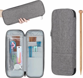 Katech Knitting Needle Organizer (up to 14''), Tunisian Crochet Hooks Case Knitting Bag for Straight Knitting Needles and Crochet & Knitting Accessories, Portable Travel Knittnig Gift Mother'S Day