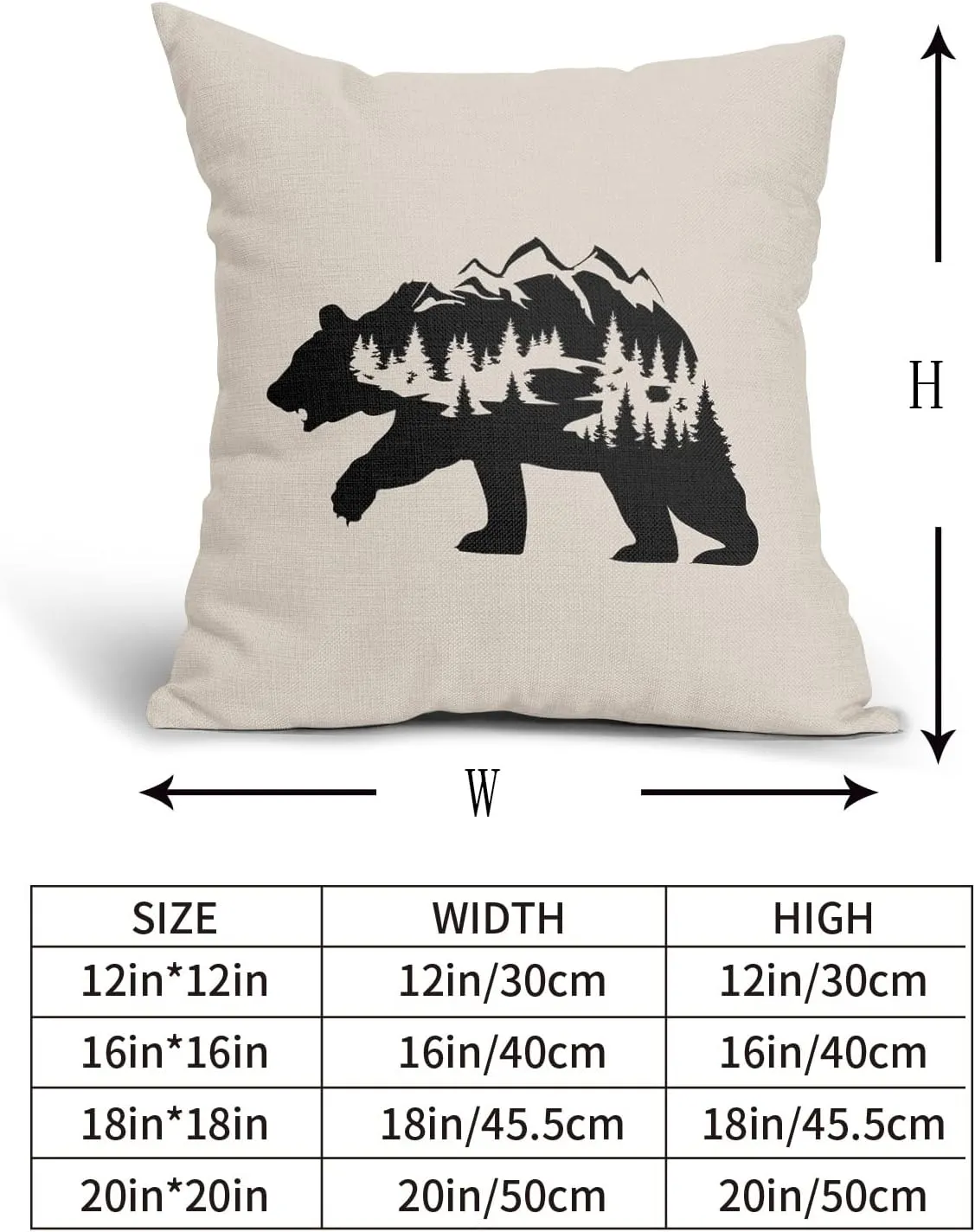 Kawani Black Bear Pillow Covers 18X18 in Cabin Rustic Bear Decor Forest Mountain Decorative Couch Pillow Cases with Zipper Set of 2 Home Decor for Living Room Bedroom Bed Cushion Outdoor