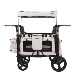 Keenz XC 2.0 - Luxury 2 Passenger Stroller Wagon for Kids | Foldable 2 Passenger Quad Seater with Adjustable Canopy | Cream