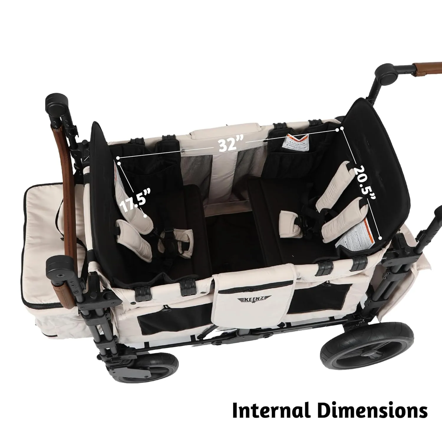 Keenz XC 2.0 - Luxury 2 Passenger Stroller Wagon for Kids | Foldable 2 Passenger Quad Seater with Adjustable Canopy | Cream
