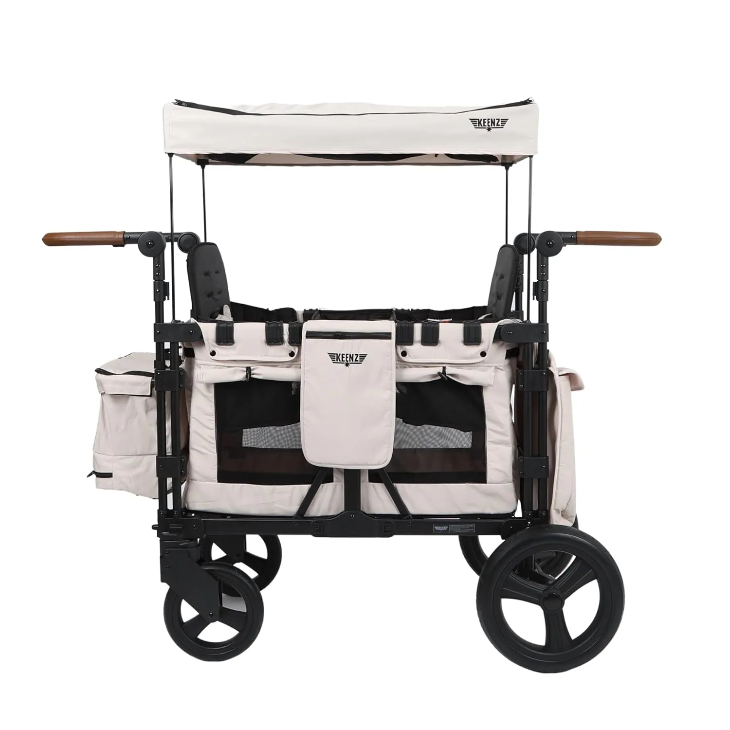 Keenz XC 2.0 - Luxury 2 Passenger Stroller Wagon for Kids | Foldable 2 Passenger Quad Seater with Adjustable Canopy | Cream