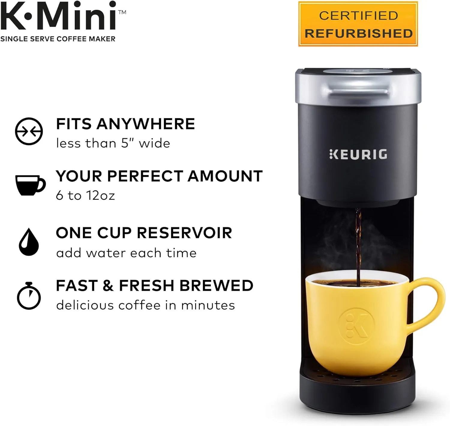 Keurig K-Mini Coffee Maker, Certified Refurbished, Black (Renewed)