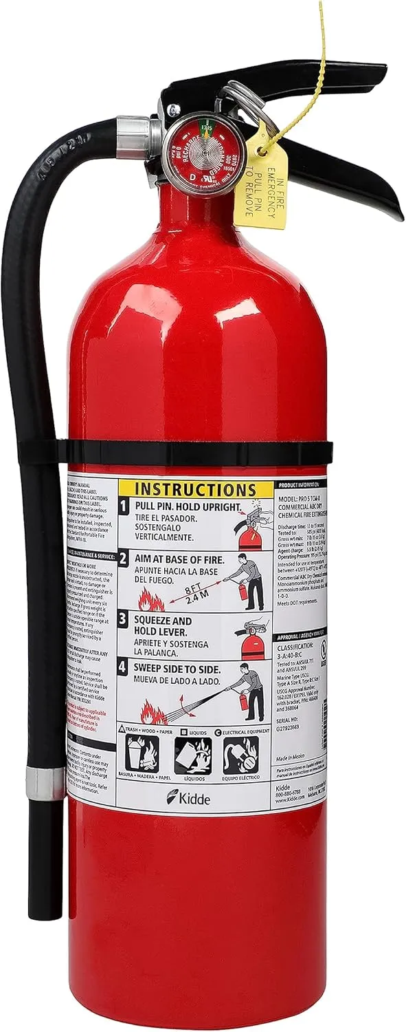 Kidde Fire Extinguisher for Commercial Use, 3-A:40-B:C, 9 Lbs., Refillable & Reusable, Hose & Wall Mount (Included)