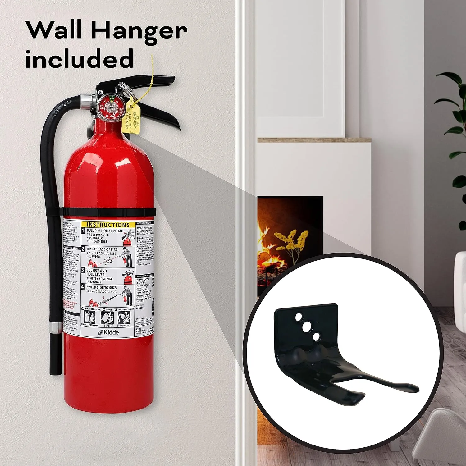 Kidde Fire Extinguisher for Commercial Use, 3-A:40-B:C, 9 Lbs., Refillable & Reusable, Hose & Wall Mount (Included)