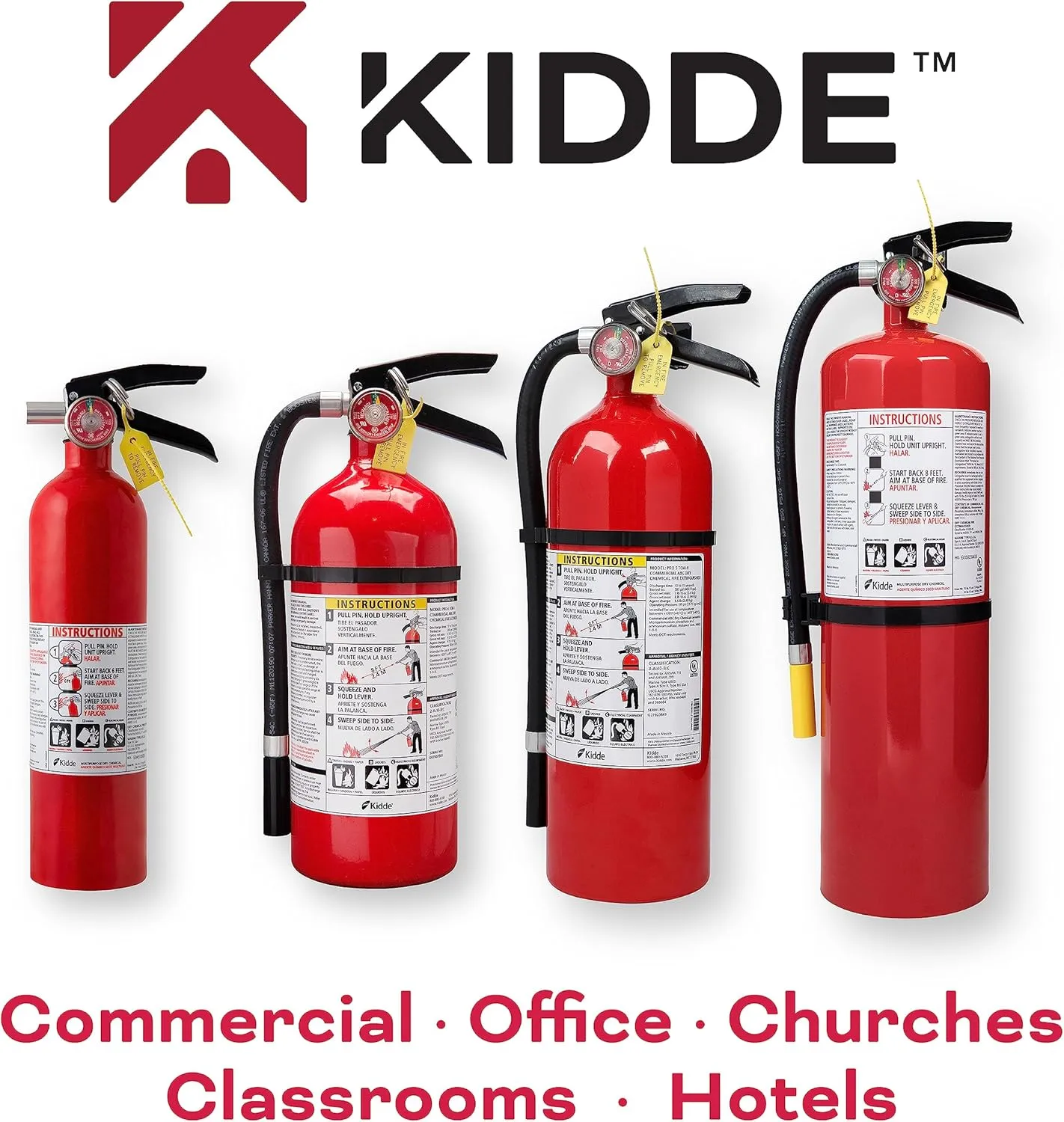 Kidde Fire Extinguisher for Commercial Use, 3-A:40-B:C, 9 Lbs., Refillable & Reusable, Hose & Wall Mount (Included)