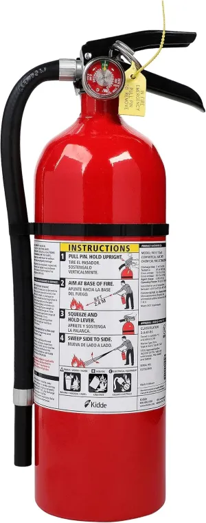 Kidde Fire Extinguisher for Commercial Use, 3-A:40-B:C, 9 Lbs., Refillable & Reusable, Hose & Wall Mount (Included)