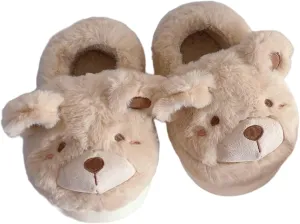 Kids' Plush Bear Winter Slippers, Cute Fuzzy Indoor Shoes for Boys Girls Family Matching Home Slippers