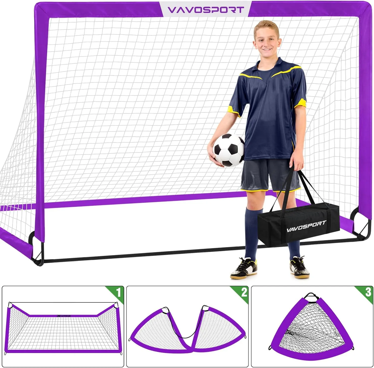 Kids Soccer Goals for Backyard Set - 2 of 6x4 ft Portable Soccer Goal Training Equipment, Practice Soccer Net with Soccer Ball, Cones, Bag, Soccer Set for Kids Youth Toddler Games, Sports Outdoor Play
