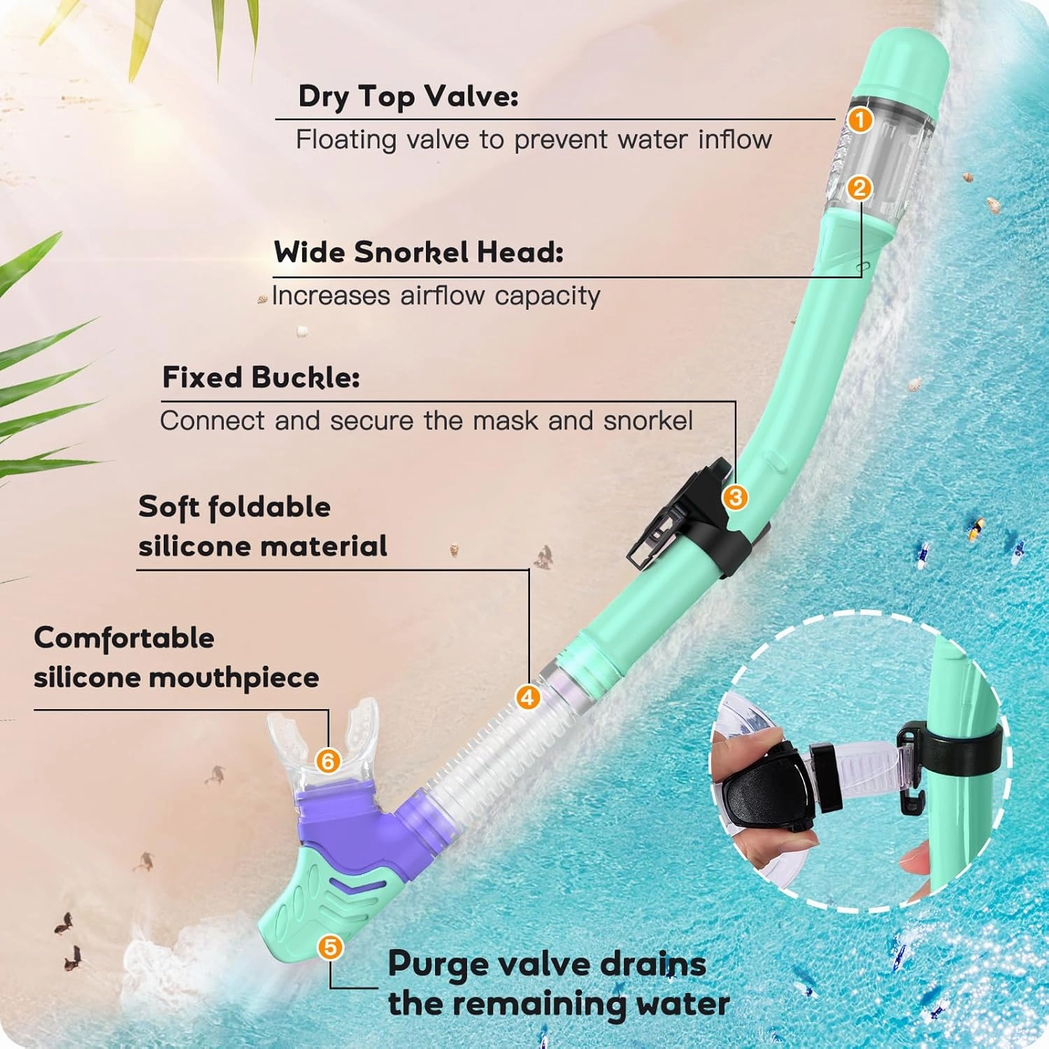 Kids Snorkel Set, Anti-Fog Panoramic Tempered Glass Kids Snorkel mask, Anti-Leak Scuba Diving Mask with Mesh Bag, Dry Top Snorkeling Gear for Kids and Youth Age 4-16