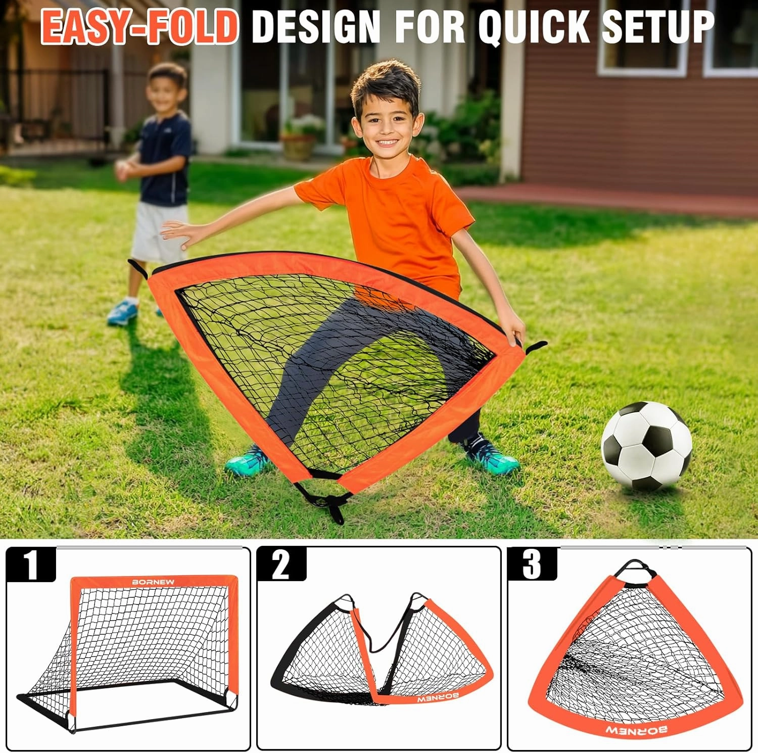 Kids Soccer Goal for Backyard Set - 2 Set of 6X4 FT Toddler Soccer Nets with 20ft Agility Ladder, Soccer Ball, Pop Up Portable Soccer Set for Kids and Youth Game and Training Goals Ages 3-16 Gift