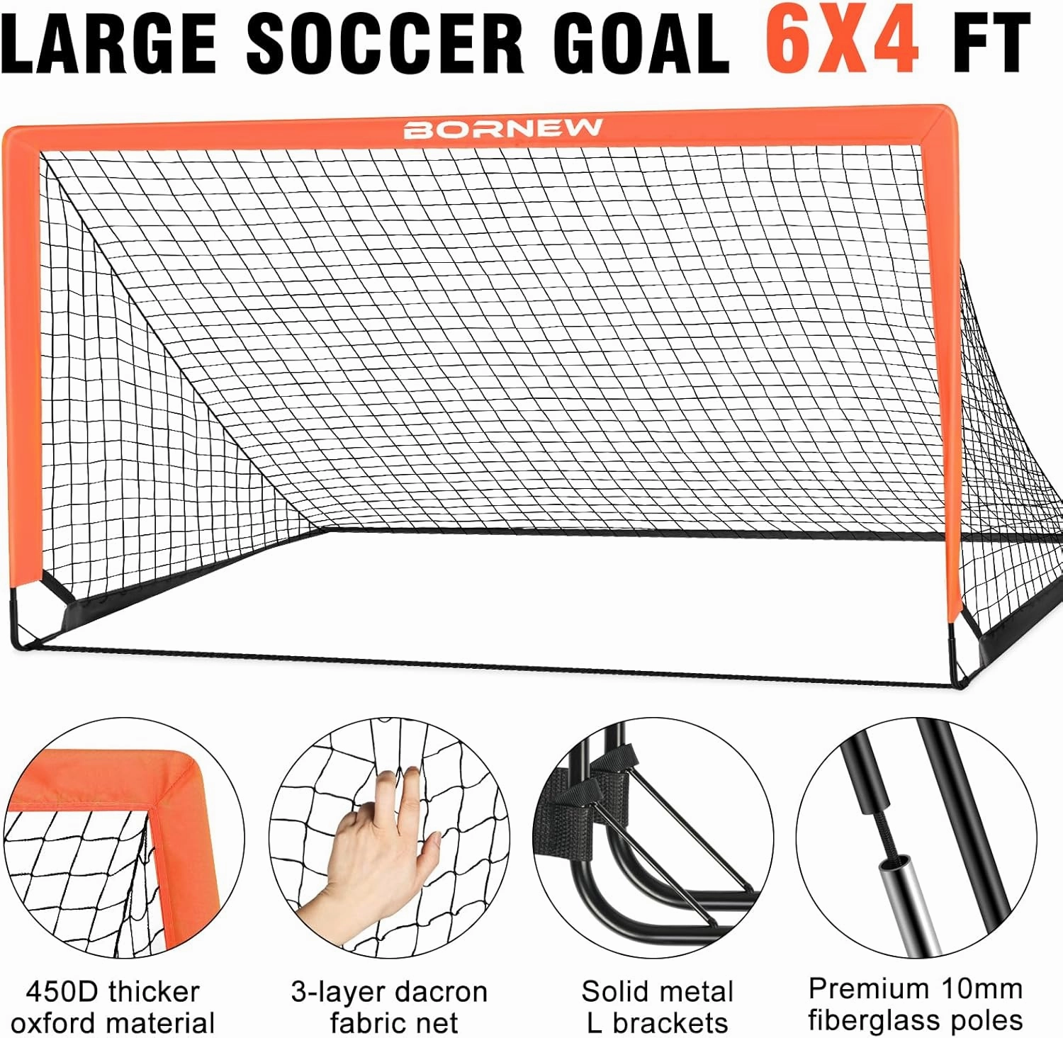 Kids Soccer Goal for Backyard Set - 2 Set of 6X4 FT Toddler Soccer Nets with 20ft Agility Ladder, Soccer Ball, Pop Up Portable Soccer Set for Kids and Youth Game and Training Goals Ages 3-16 Gift