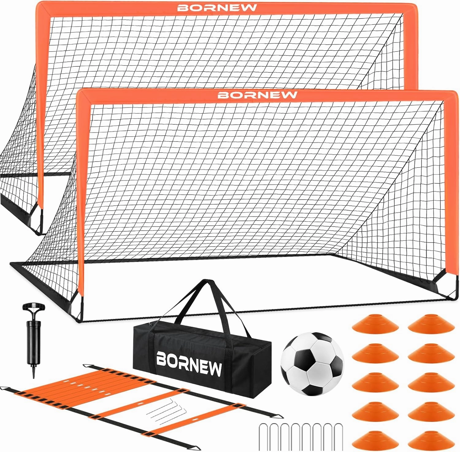 Kids Soccer Goal for Backyard Set - 2 Set of 6X4 FT Toddler Soccer Nets with 20ft Agility Ladder, Soccer Ball, Pop Up Portable Soccer Set for Kids and Youth Game and Training Goals Ages 3-16 Gift