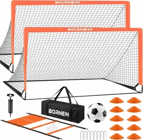 Kids Soccer Goal for Backyard Set - 2 Set of 6X4 FT Toddler Soccer Nets with 20ft Agility Ladder, Soccer Ball, Pop Up Portable Soccer Set for Kids and Youth Game and Training Goals Ages 3-16 Gift