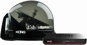 KING DTP4950 DISH Tailgater Pro Bundle - Premium Portable/Roof Mountable Satellite TV Antenna and DISH Wally HD Receiver, Western & Eastern Arc Satellites, Clear(Smoke)
