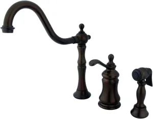 Kingston Brass KS7805TPLBS Templeton Widespread Kitchen Faucet with Brass Sprayer, Oil Rubbed Bronze, 8-Inch Center , Oil-Rubbed Bronze