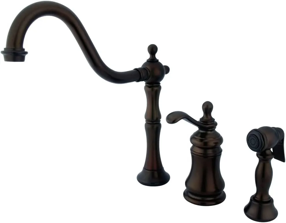 Kingston Brass KS7805TPLBS Templeton Widespread Kitchen Faucet with Brass Sprayer, Oil Rubbed Bronze, 8-Inch Center , Oil-Rubbed Bronze