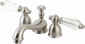 Kingston Brass KS3958WLL Mini Widespread Lavatory Faucet With Crystal Lever Handle, 4-1/2" in Spout Reach, Brushed Nickel