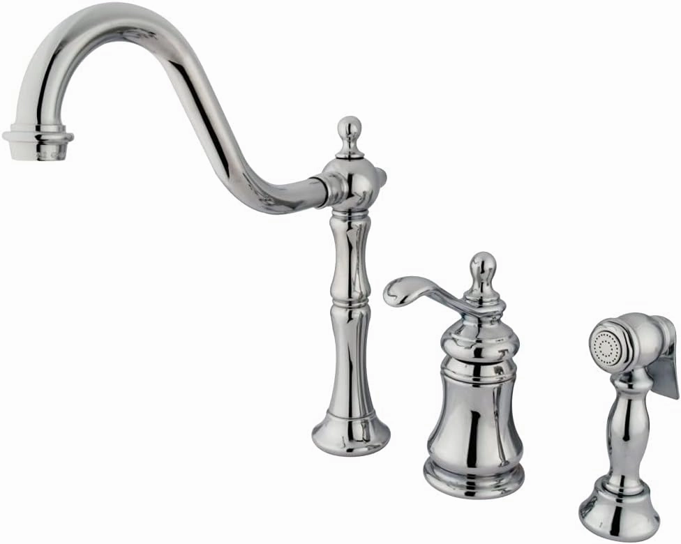 Kingston Brass KS7801TPLBS Templeton Widespread Kitchen Faucet with Brass Sprayer, Polished Chrome