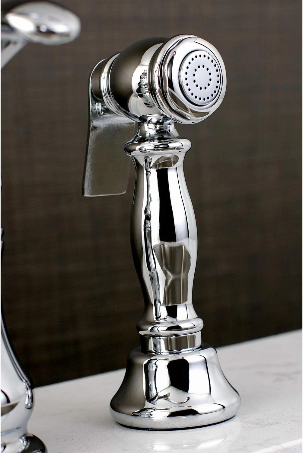 Kingston Brass KS7801TPLBS Templeton Widespread Kitchen Faucet with Brass Sprayer, Polished Chrome