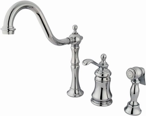 Kingston Brass KS7801TPLBS Templeton Widespread Kitchen Faucet with Brass Sprayer, Polished Chrome