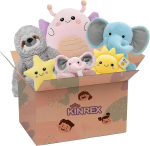 KINREX Stuffed Plush Toys Mystery Pack - 3 Pieces, Assortment of Cute Plushies, Blind Box, Squishables, Teddy Bear, Elephant, Party Favors Ideal for Kids and Adults, Fluffy Stuffies