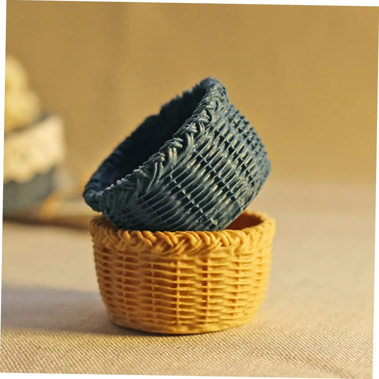 Kisangel 2sets 6pcs Miniature Basket Ornaments Creative Dollhouse Accessories Mini Furniture Storage Baskets and Colors 6pcs*2