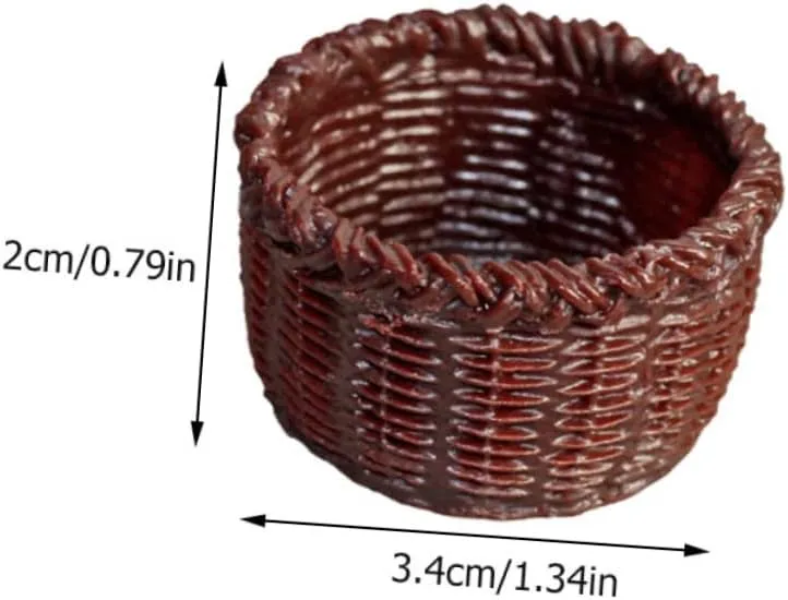Kisangel 2sets 6pcs Miniature Basket Ornaments Creative Dollhouse Accessories Mini Furniture Storage Baskets and Colors 6pcs*2