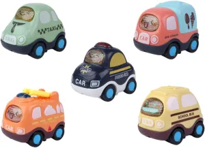 Kisangel 5pcs Cartoon Inertia Car Toy for Boy Girl Fun Playthings and Safe Battery Compact Design for Endless Playtime