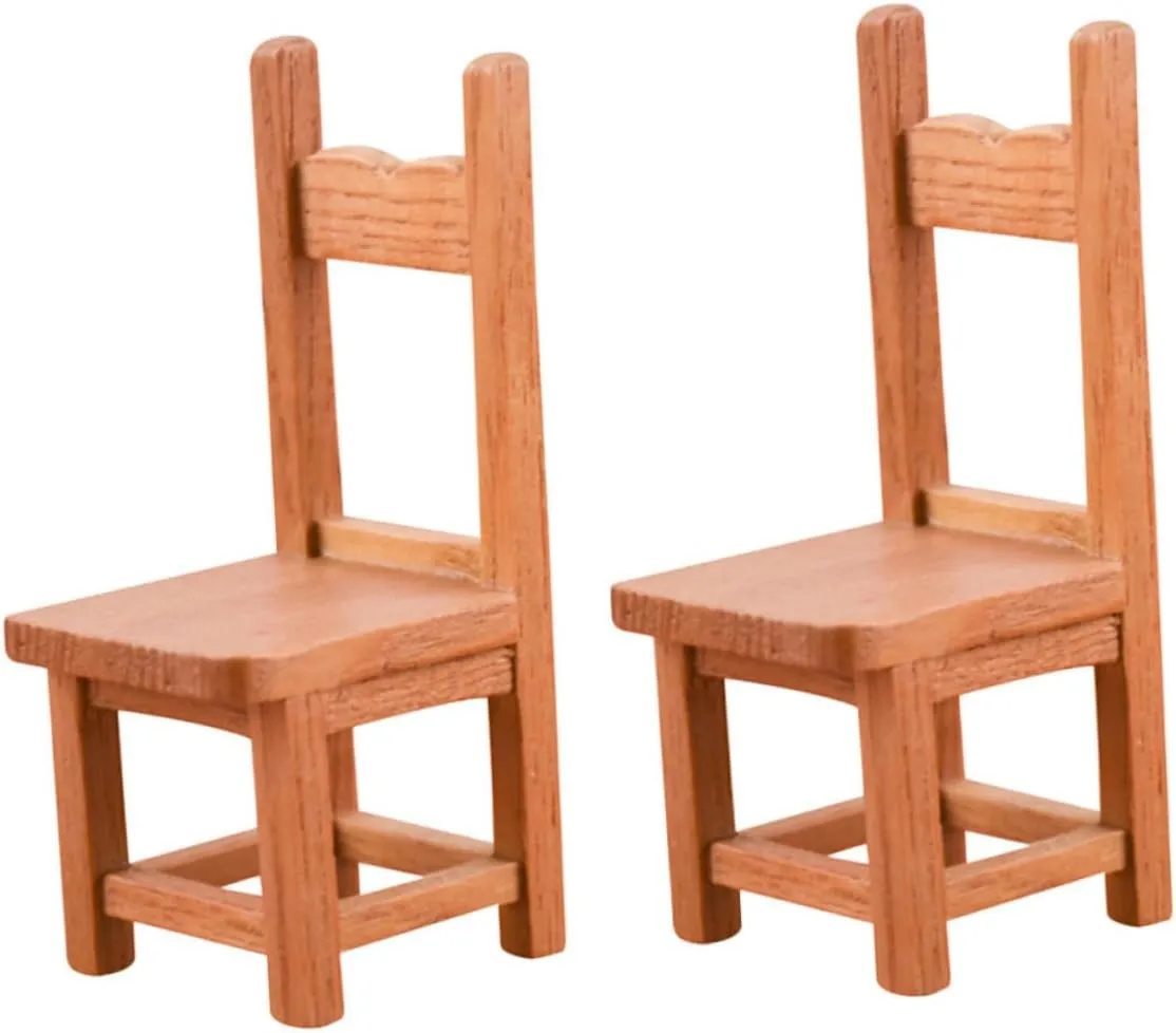 Kisangel 6 Pcs Mini Small Chair Dollhouse Miniature Furniture Little Chairs Chair Ornament Decoration Mini Furniture Ornament Mini Accessory Miniature House Accessory Brown Wooden