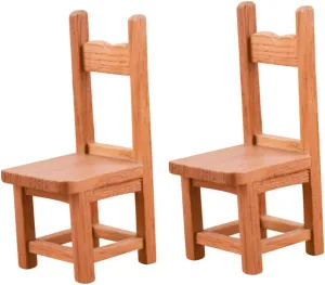Kisangel 6 Pcs Mini Small Chair Dollhouse Miniature Furniture Little Chairs Chair Ornament Decoration Mini Furniture Ornament Mini Accessory Miniature House Accessory Brown Wooden