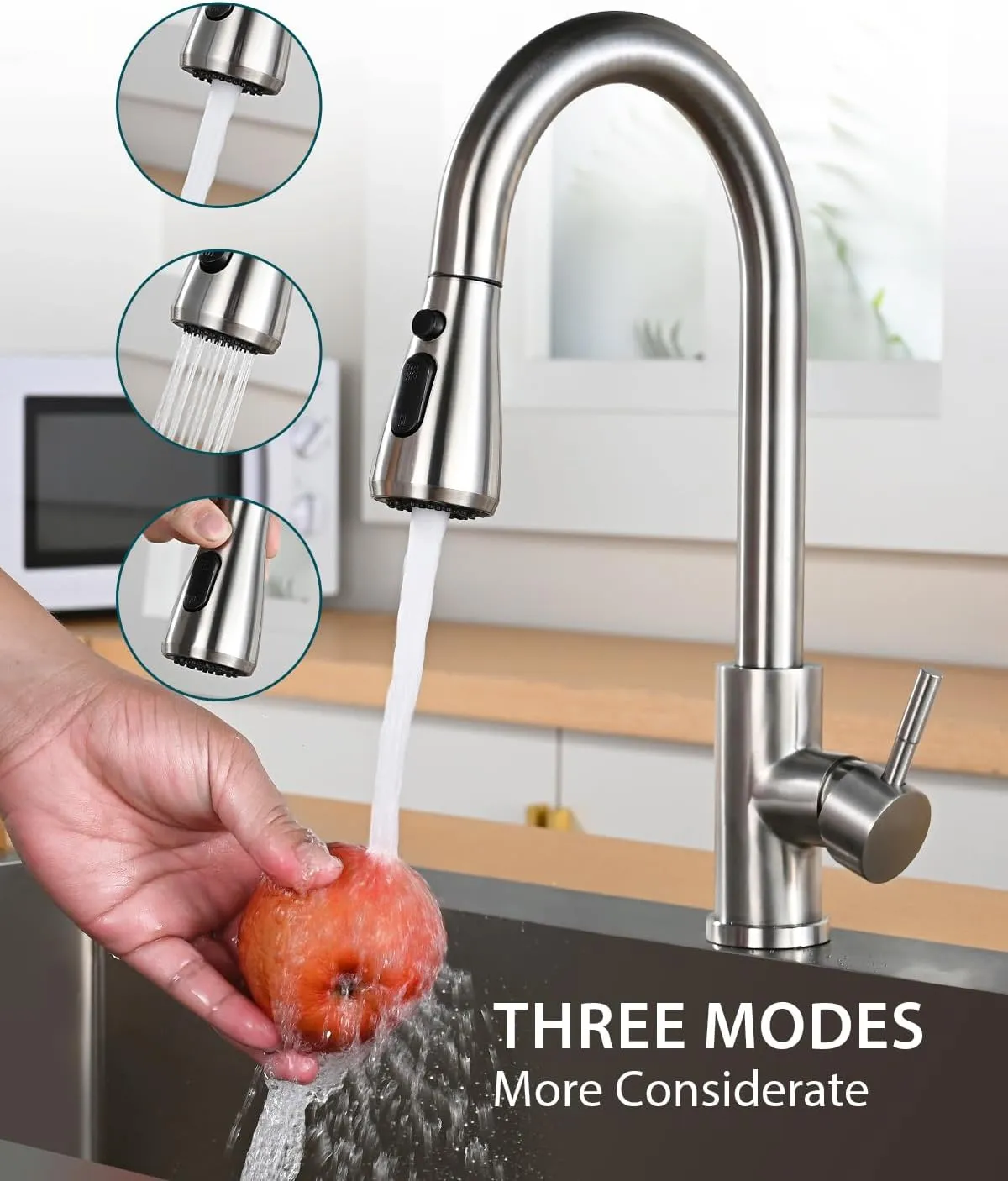 Kitchen Faucet with Pull Down Sprayer, Brushed Nickel High Arc Single Handle Kitchen Sink Faucet, Stainless Steel Modern Faucets, llaves para fregaderos de cocina