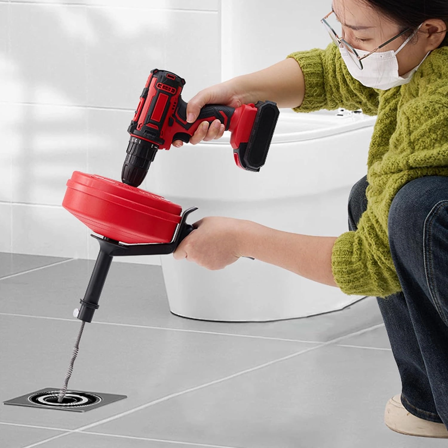 Kitchen Drain Auger, Drain Auger with 65 Mn Steel, High Flexibility & Versatile, Clog Remover for Pipes 1/2 to 3 Inches, Ideal for Household Applications (5m Spring)