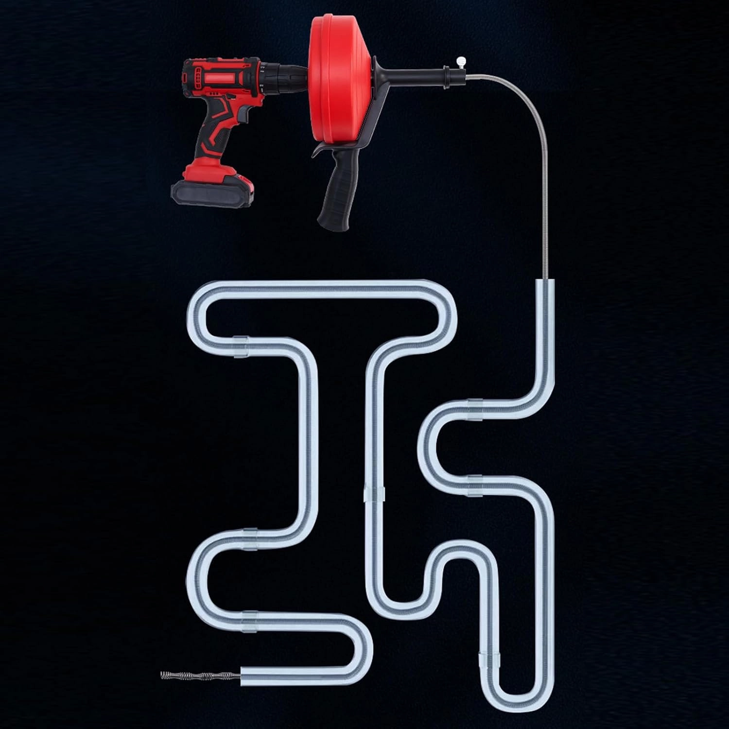 Kitchen Drain Auger, Drain Auger with 65 Mn Steel, High Flexibility & Versatile, Clog Remover for Pipes 1/2 to 3 Inches, Ideal for Household Applications (5m Spring)