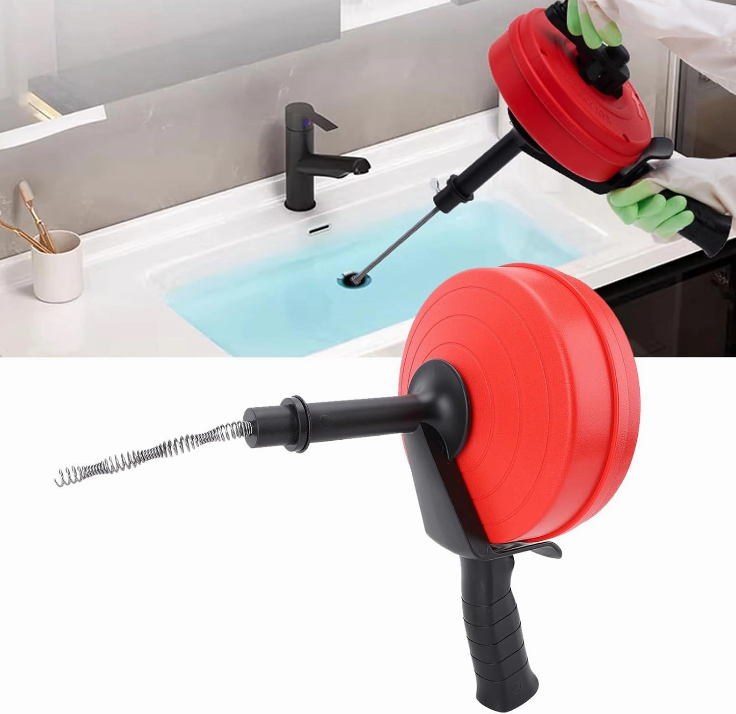 Kitchen Drain Auger, Drain Auger with 65 Mn Steel, High Flexibility & Versatile, Clog Remover for Pipes 1/2 to 3 Inches, Ideal for Household Applications (5m Spring)
