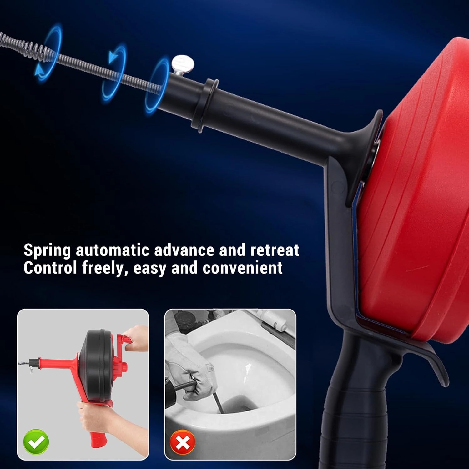 Kitchen Drain Auger, Drain Auger with 65 Mn Steel, High Flexibility & Versatile, Clog Remover for Pipes 1/2 to 3 Inches, Ideal for Household Applications (5m Spring)
