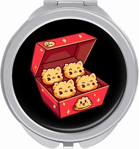Kitten Nuggets Food Pun Cat Pocket Mirror Mini Portable Makeup Mirror Travel Compact Mirror