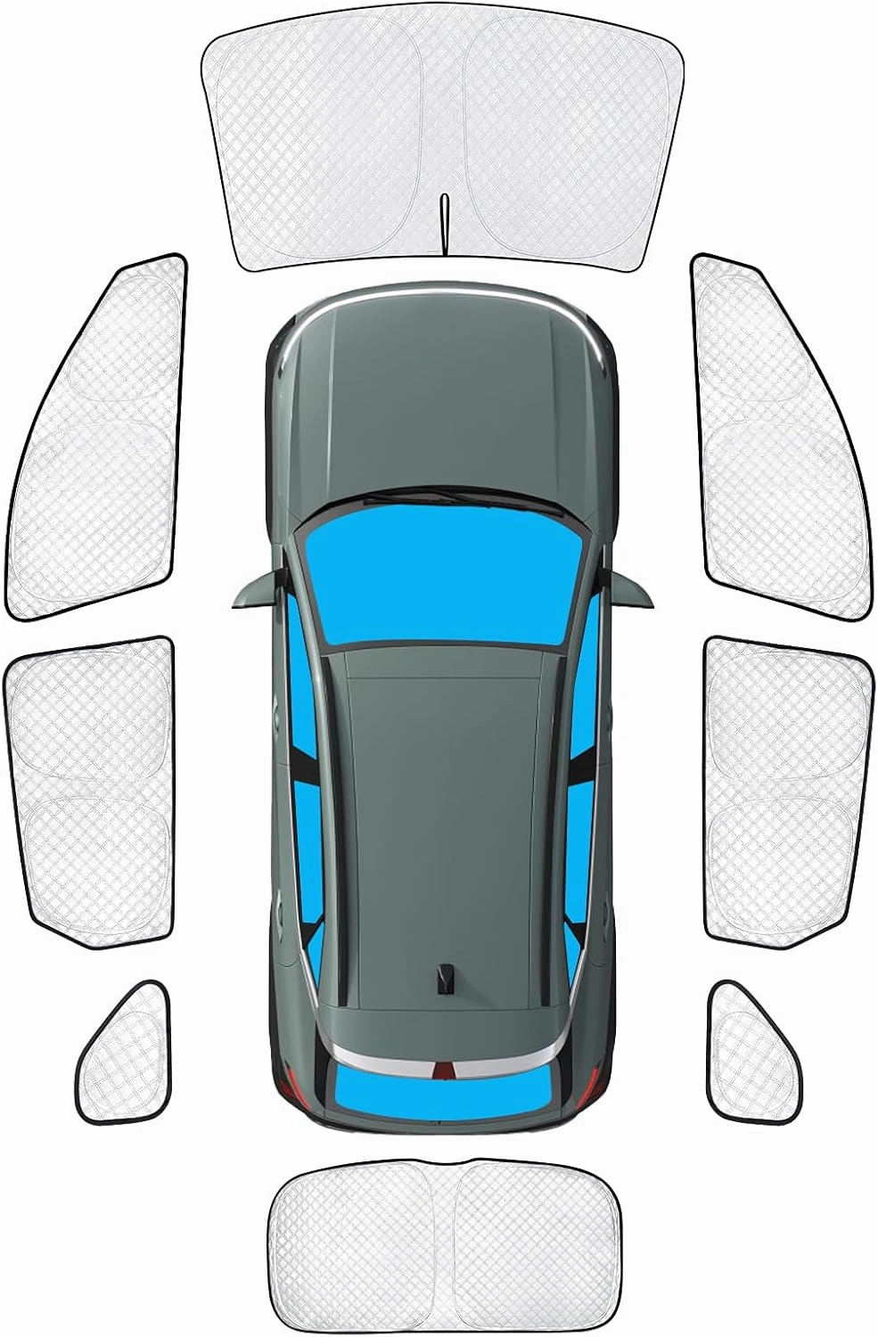 KMF 8pcs Full Window Sun Shade Custom Fit for Hyundai Kona Accessories 2025 2024, Privacy Car Window Covers Sunshade for Windshield Side Rear, Sun Visor UV Block and Blackout for Camping/Baby