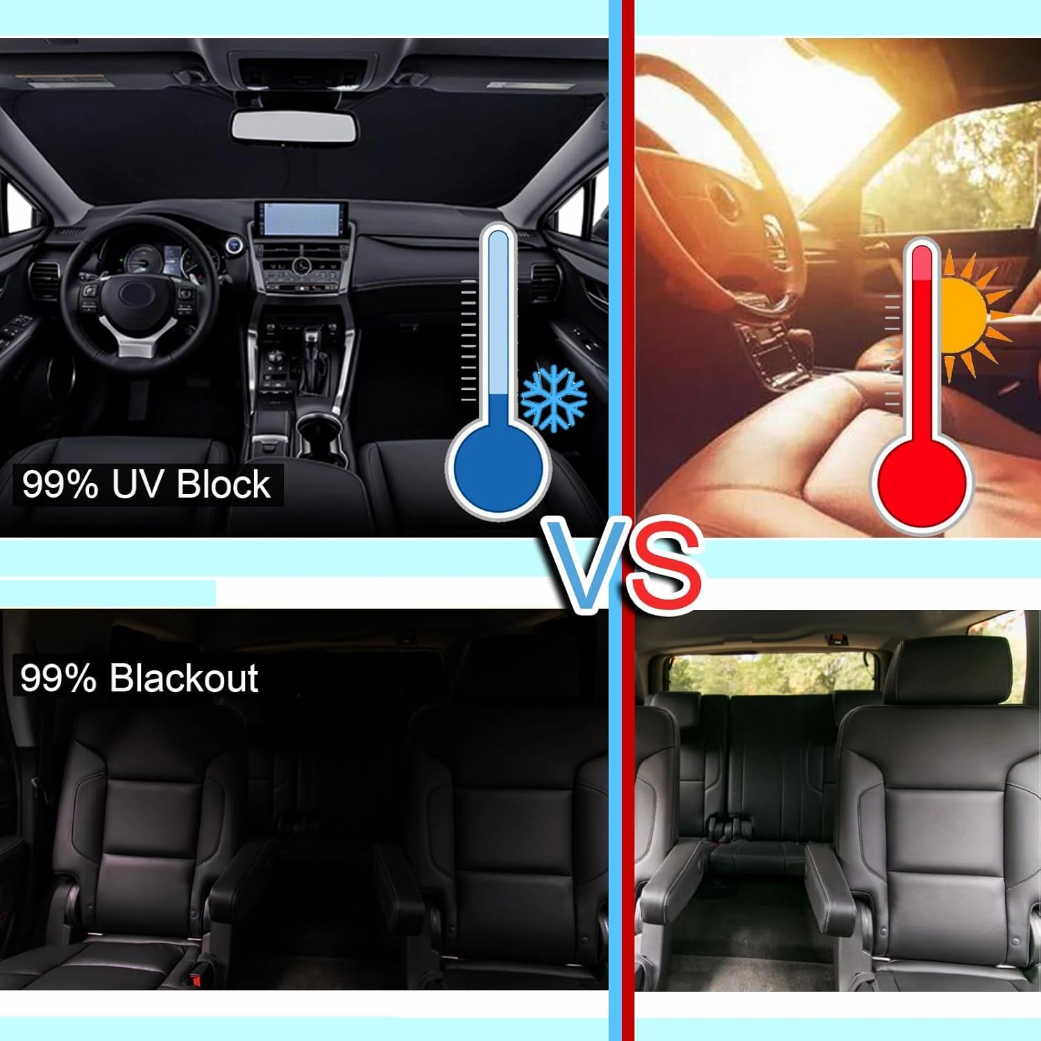 KMF 8pcs Full Window Sun Shade Custom Fit for Hyundai Kona Accessories 2025 2024, Privacy Car Window Covers Sunshade for Windshield Side Rear, Sun Visor UV Block and Blackout for Camping/Baby