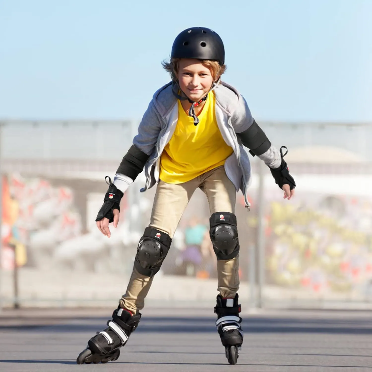 Knee Pads for Adult/Child Elbow Pads Wrist Guards 3 in 1 Protective Gear Set for Multi Sports Skateboarding Inline Cycling Biking Rollerblading Scooter Riding Sports