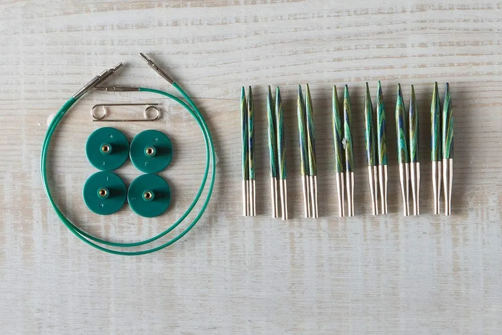 Knit Picks Options 2-3/4" Short Tip Interchangeable Wood Knitting Needle Set (Caspian)