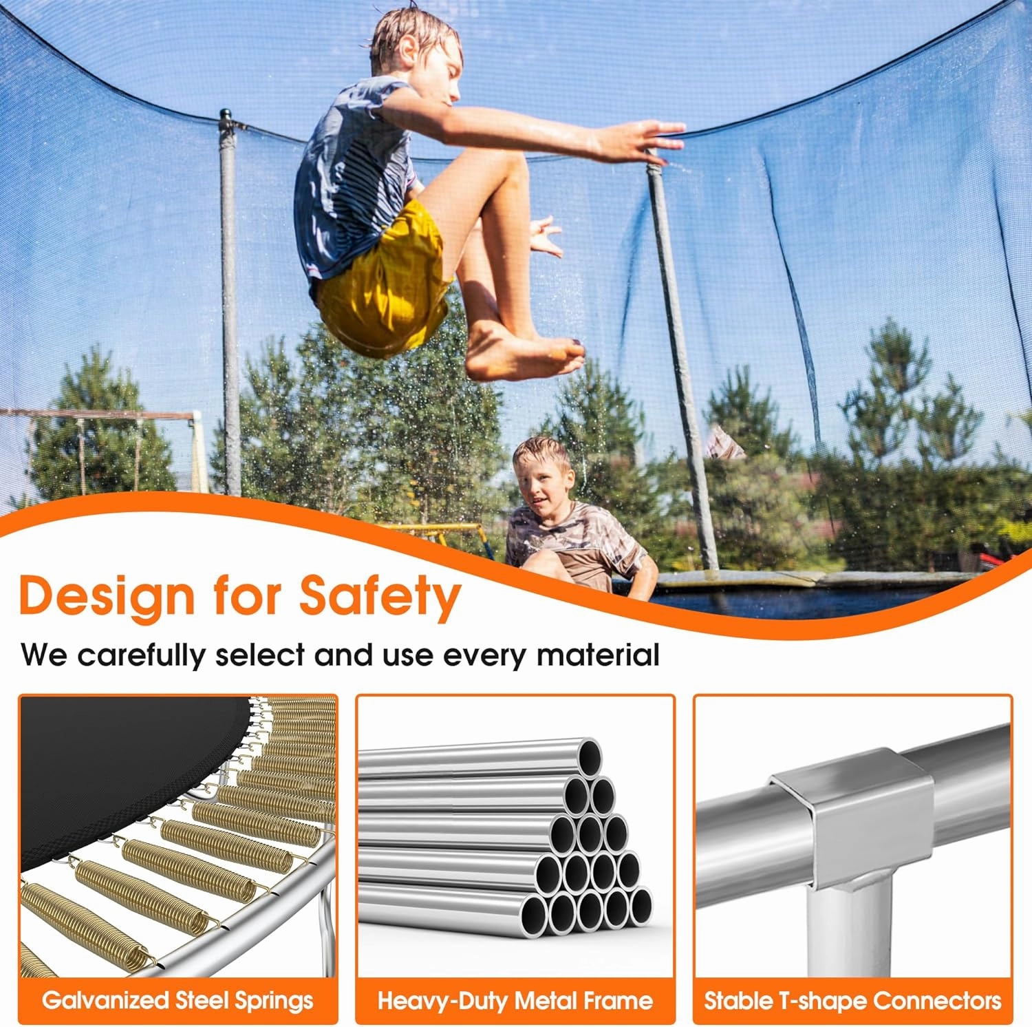 KOFUN 1500LBS Outdoor Tranpoline for Kids and Adults, Tranpolines with Net, Ladder, Easy to Assemble Recreational Tranpoline Backyard Heavy Duty Tranpoline 8FT 10FT 12FT 14FT 16FT