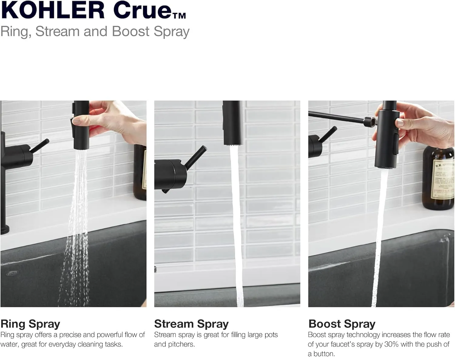 KOHLER 22972-2MB Crue Pull Down Kitchen Faucet, Pull-Down Sprayer, Vibrant Brushed Moderne Brass