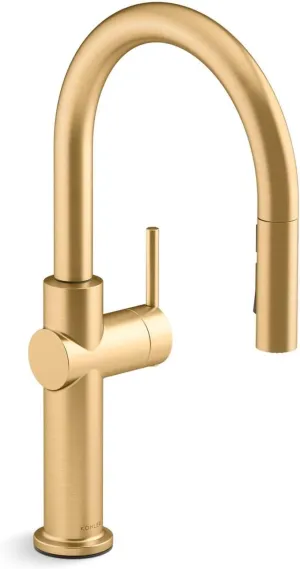 KOHLER 22972-2MB Crue Pull Down Kitchen Faucet, Pull-Down Sprayer, Vibrant Brushed Moderne Brass
