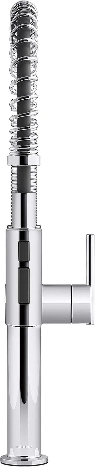 KOHLER 22973-CP Crue High-Arc Kitchen Faucet with Pull Down Spring Spout, Professional Pre-Rinse Kitchen Faucet, Commercial Faucet, Polished Chrome