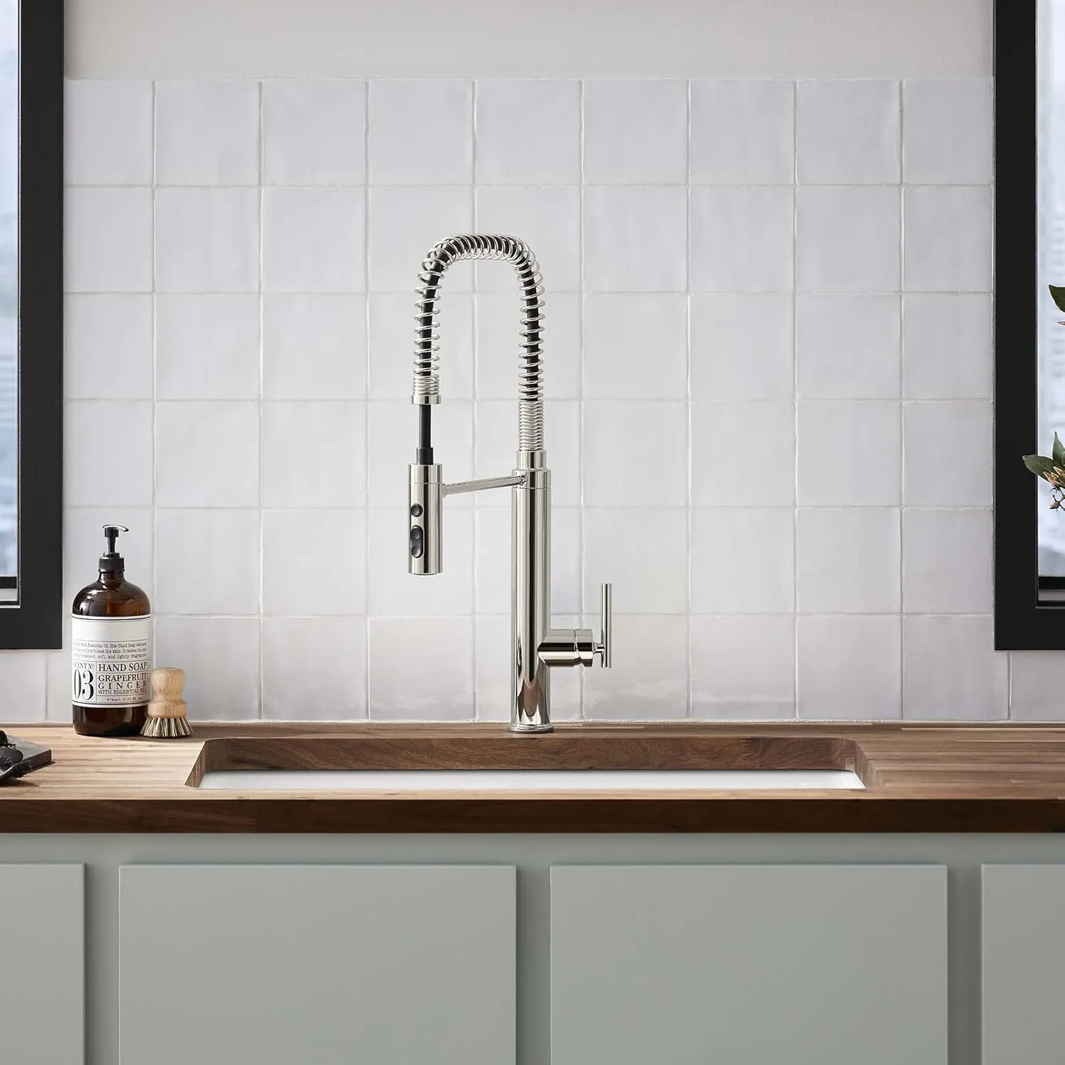 KOHLER 24982-SN Purist Semi-Professional Kitchen Sink Faucet with 3-Function Pull down sprayer, Vibrant Polished Nickel