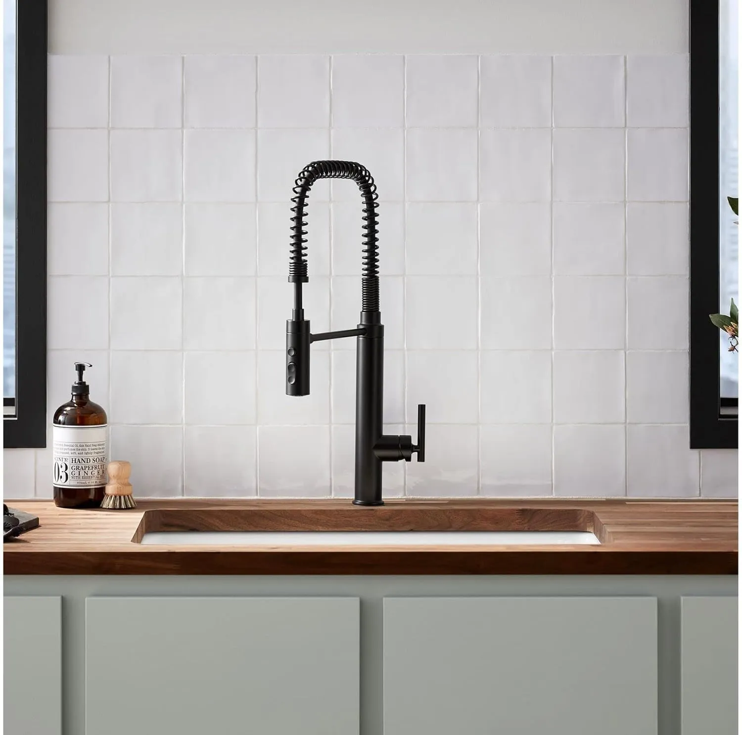 KOHLER 24982-VS Purist Commercial Kitchen Faucet with 3-Function Pull Down Sprayer, Vibrant Stainless