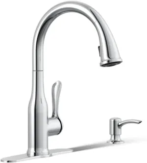 KOHLER K-REC23863-SD-CP Motif Kitchen Faucet with Pull Down Sprayer and Soap Dispenser, Kitchen Sink Faucet in Polished Chrome