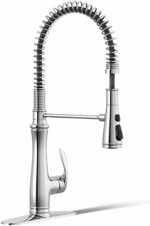 KOHLER K-29106-CP Bellera Pull Down Sprayer Kitchen Sink Faucet, 3 Function Spray Head, Polished Chrome