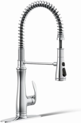 KOHLER K-29106-CP Bellera Pull Down Sprayer Kitchen Sink Faucet, 3 Function Spray Head, Polished Chrome